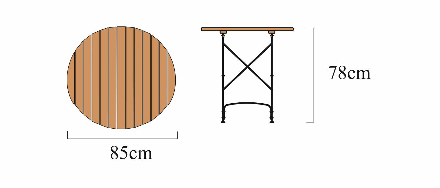 Holz Klapptisch Maja Flachstahl-Robinie Ø85cm