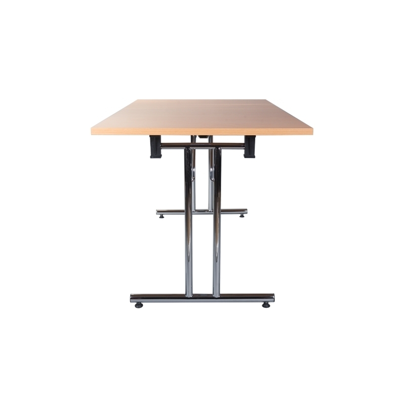 FOLD Seminartisch, Konferenztisch, Banketttisch 140 x 80, Klappbar, Tischplatte 25 mm Lichtgrau