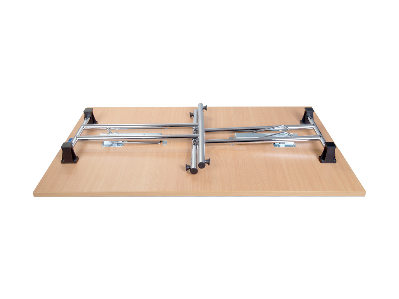 FOLD Seminartisch, Konferenztisch, Banketttisch 140 x 80, Klappbar, Tischplatte 25 mm Lichtgrau