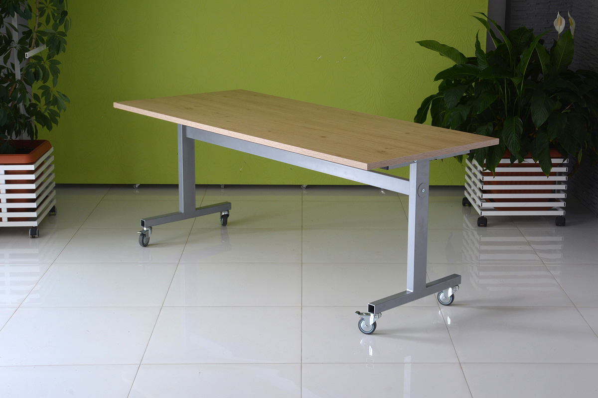 Schultisch, Konferenztisch Jupiter kippbar, klappbar auf Rollen. 160 x 80 cm