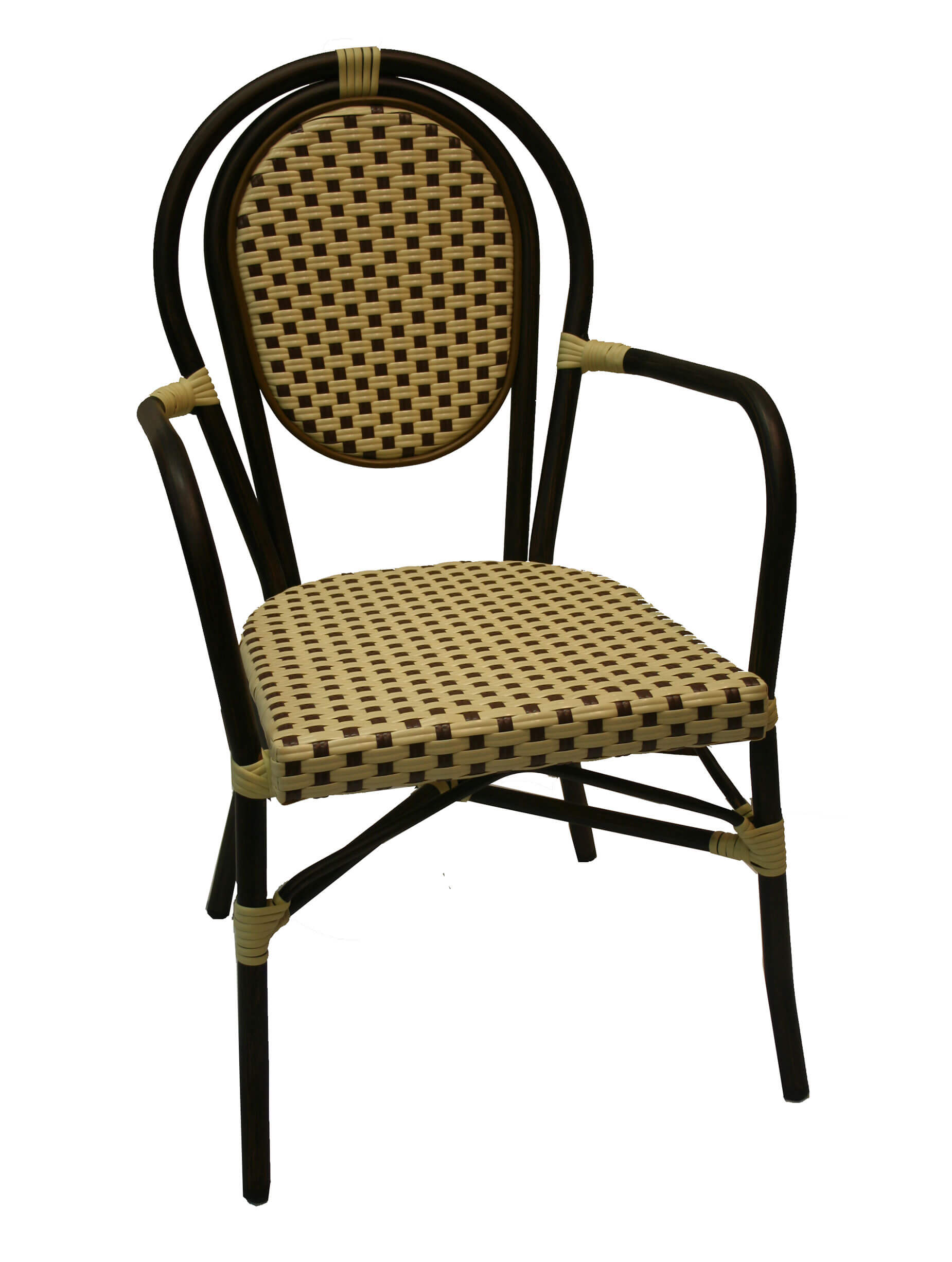 Alu-Rattan Stuhl LUCCA im Bamboo Look mit Armlehne